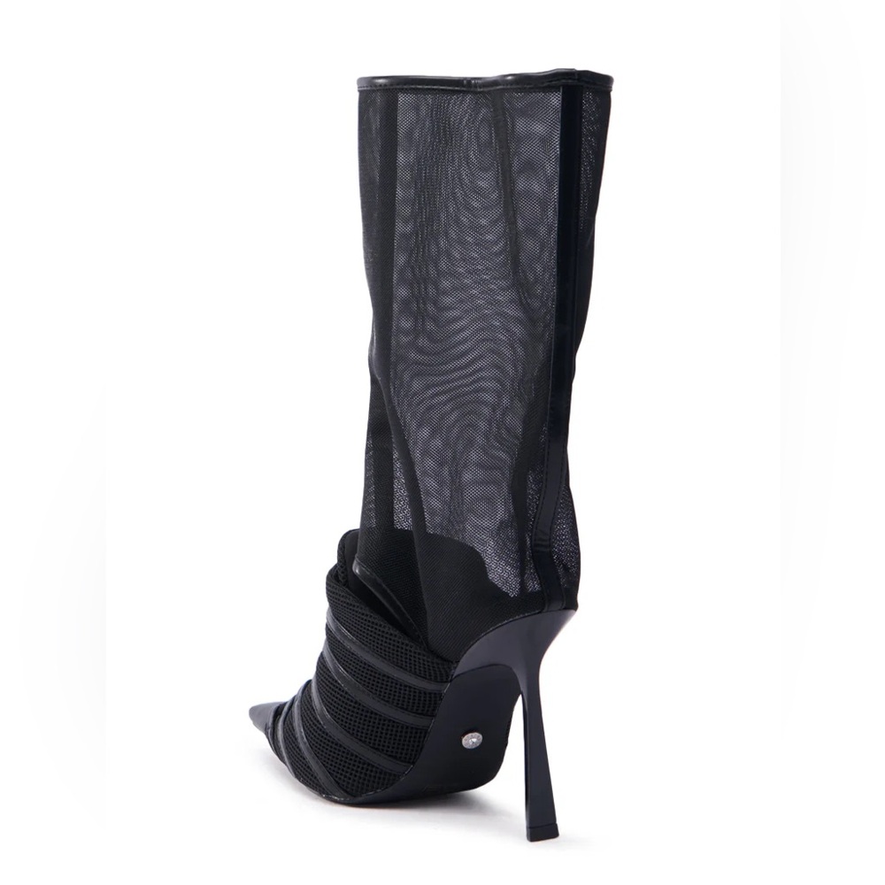 AZALEA WANG Black Sheer Mesh Stiletto Boots - Picture 4 of 4